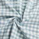 KKJIAF 4 Pieces Plaid Ruffle King Size Sheets Set, Cotton Gingham King Sheet Set Linen Feel Comfy Breathable Ruffed Plaid Bed Sheet Set with 16 Inch Deep Pocket, Dusty Blue