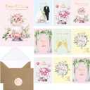 3 x Fancy Land Wedding Cards Assortment Engagement Congratulations Card for Bride and Groom for Wedding Party Supplies Anniversary Favors 24Pcs