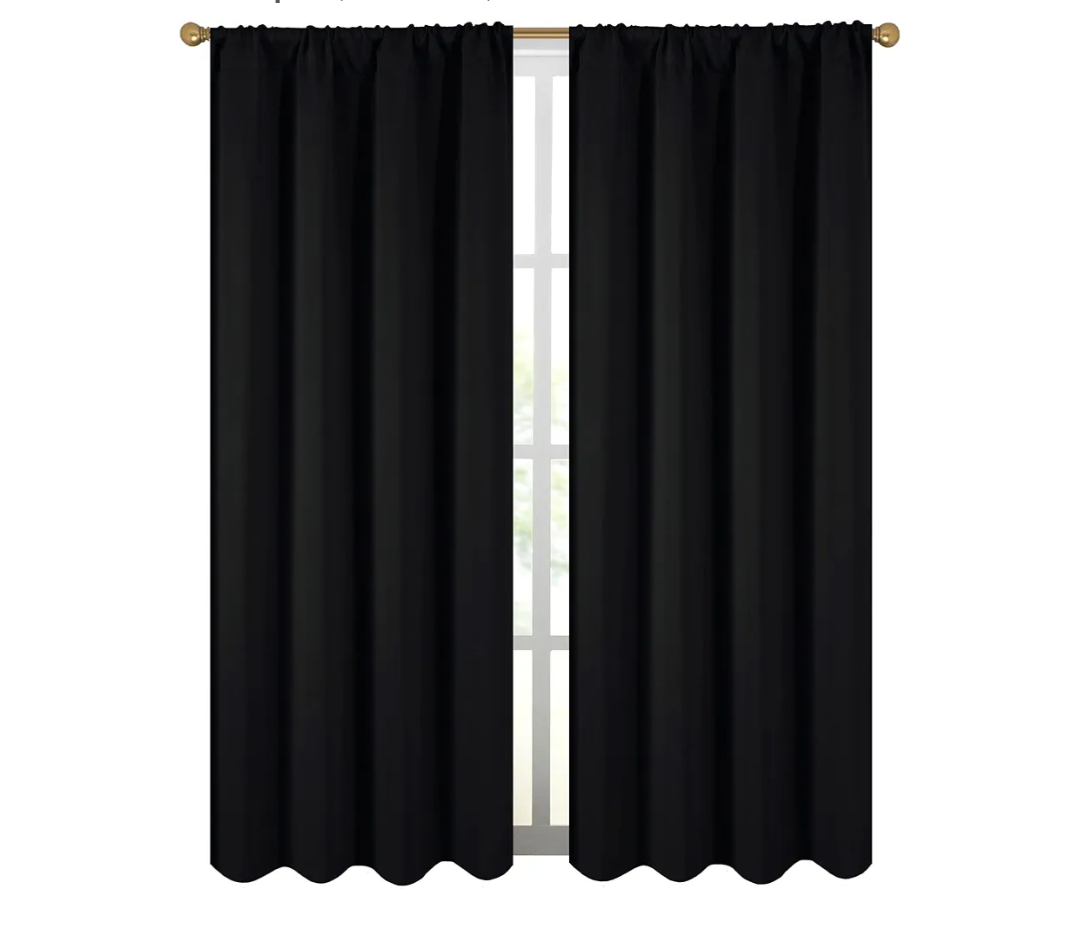 Diraysid Black Blackout Curtains for Bedroom and Living Room Thermal Insulated Room Darkening Curtains Drapes, 52 x 84, 2 Panels