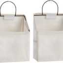 RUIPBOTE Wall-Hanging Storage Bags, Desktop Organizer Basket Cotton Linen Hanging Storage Basket for Kitchen, Bedroom, Living Room (#2 White)