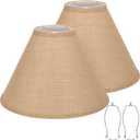 Burlap Empire Lamp Shades Set of 2, 6" Top x 16" Bottom x 10.8" High, Brown Lamp Shades for Table Lamps Floor Lamps, Natural Linen Lampshades Replacement, Spider, Harp Holders Included, Easy Assembly