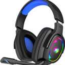 Jimonyer Gaming Headset for PC/PS4/PS5/Xbox One/Switch, Stereo Surround Sound Gaming Headphones with Noise Canceling Flexible Mic, Computer Headset with 3.5mm Jack & RGB Light(Blue)