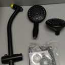 Handheld Showerhead & Rain Shower Combo for Easy Reach, 27.5" Drill-free Stainless Steel Slide Bar, 5”of 5-setting Handheld Shower and Showerhead, with 5ft Hose - Black