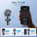 2pcs Dual Receivers Mini Microphone for iPhone 7-16 iPad Android Video Recording,Lavalier Wireless Microphone for Game Live Streaming,Interviews,YouTube,TikTok,Vlog,Gift (for Black-lightning & for Type-c)