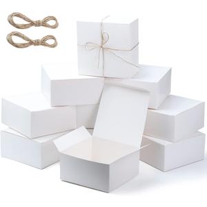 JOYIN 18 PCS Christmas White Gift Boxes 8x8x4, Paper Gift Box with Lids for Wedding Present, Bridesmaid Proposal Gift, Graduation, Holiday, Birthday Party Favor, Engagements