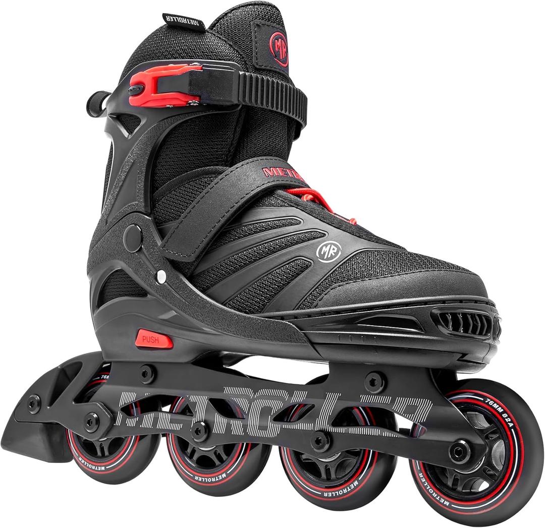 METROLLER Women Inline Skates Men Skates for Adult Female Male Adjustable Inline Skates for Teens Boys (X-Large - Adult (9-12Women/7-10.5Men), Red)