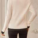 WDIRARA Women's Casual Flap Detail Button Front Cardigan V Neck Long Sleeve Contrast Trim Coat (S)