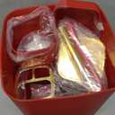 XLHOMO Dark Red Bathroom Accessory Set, 9-Piece Burgundy Bathroom Set with Trash Can, Toothbrush Holder, Toothbrush Cup,Soap Dispenser,Soap Dish,Toilet Brush Holder,2 Qtip Holder Dispensers and Tray