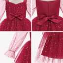 IMEKIS Pageant Dresses for Girls: 4th 5th Birthday Outfit Toddler Prom Gold Sparkly Tulle Tutu Baby Tea Party Formal Wedding Kids Sequin Christmas Fall Winter Long Sleeve Red Stars 4-5T