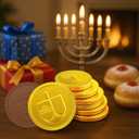 The Dreidel Company Hanukkah Chocolate Gelt, 48-Pack Mesh Bags of Milk Chocolate Coins, Kosher Certified Dairy, Dreidel and Menorah Design Chanukah Coins