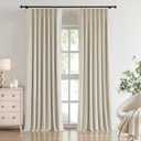Vision Home Champagne Ivory Velvet Pinch Pleated Full Blackout Curtains Room Darkening Pleat Velvet Drapes 90 inch for Living Room Bedroom Thermal Insulated Window Panels with Hooks 40"Wx90"Lx2,Beige