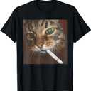 Funny Cat, Cigarette Kitty Gen Z Meme, Cat Lover T-Shirt, XL