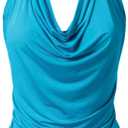 EIMIN Women's Casual Halter Neck Draped Front Sexy Open Back Tank Top (Large)