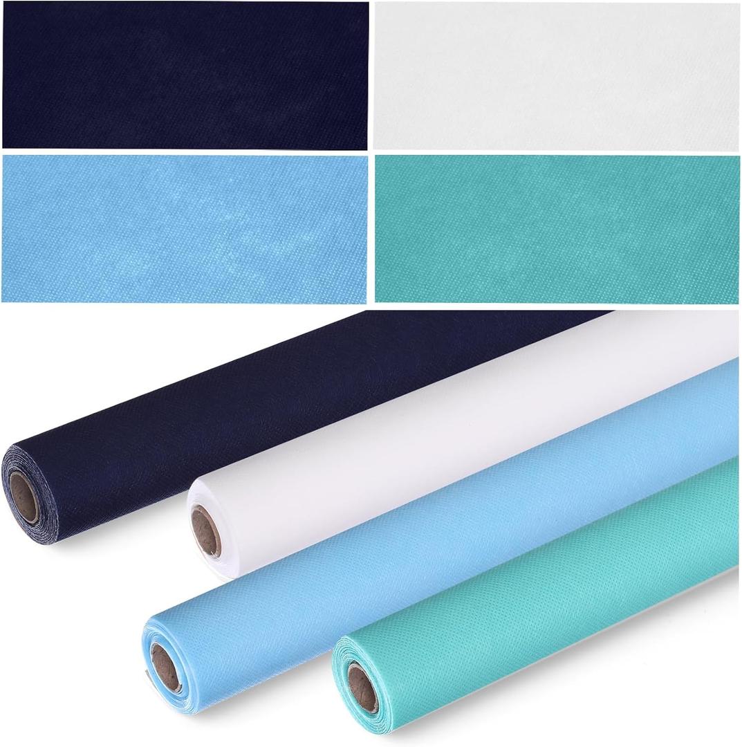 Skyygemm 4 Rolls Colored Bulletin Board Paper Nonwoven Craft Waterproof Fade Resistant Bulletin Board Paper Roll Bulk for Fall Art Decor Drawing Craft Painting(Blue,2 x 12 ft)