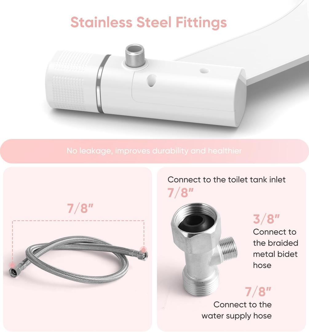 Ultra-Slim Bidet Attachment, Wash-(Retractable Dual Nozzles),