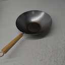 NEW WOK PROFESSIONAL CARBON STEEL 30cm Chinese Wood Handle Asian Flat Base Stir