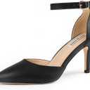 JOY IN LOVE Closed Toe Heels Pumps for Women 3IN Stiletto Pointed Toe Ankle Strap Heels (10, Black Matte)