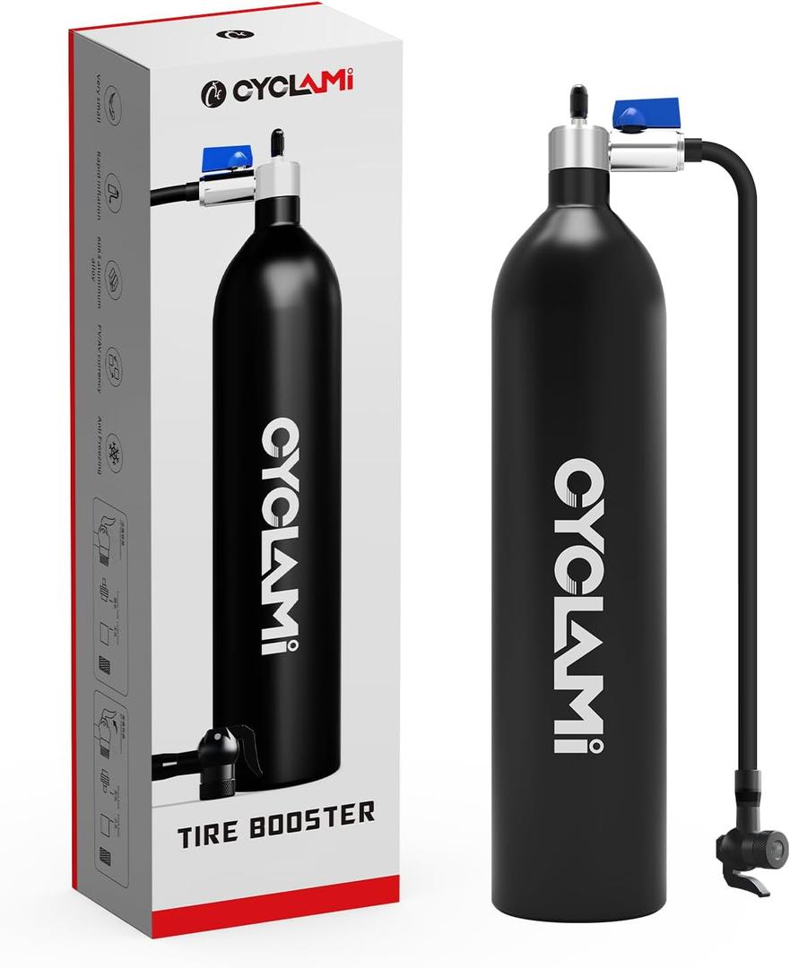 Tire Booster - 1.2L Aluminum Alloy MTB Road Inflator Tire Air Bottle - Valve Gas Cylinder & Accessories