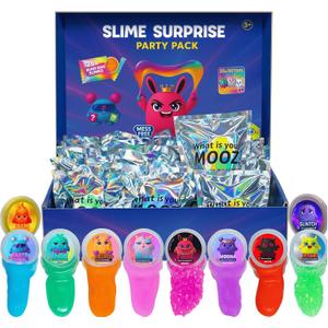 Mini Slime Party Favors for Kids -25 Blind Bag –Cloud/Butter/Crunchy/Galaxy Slime with Fake Tattoos, Sensory Toys for Girls & Boys, Xmas Gifts, Goodie Bag Stuffers, Birthday Party, Classroom Prizes