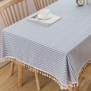 TruDelve 120 Inch Extra Long Tablecloth Blue and White Striped Tablecloths Washable Table Cloths for 8 Foot Rectangle Tables (Blue,120"x55",Rectangular)