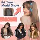 JQM Hair Toppers for Women, 18 Inch Long Hair Pieces for Women with Thinning Hair, 360 3D Clip in Blunt Wispy Bangs (Ombre Dark Root to Blonde)