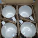 GBHOME 12OZ Stackable Coffee Mugs, Ceramic Coffee Mugs with Texture Patterns for Man,Woman,Dad,Mom, Modern Coffee Mugs Set of 4 for Latte/Cappuccino/Cocoa. Dishwasher&Microwave Safe, Off White