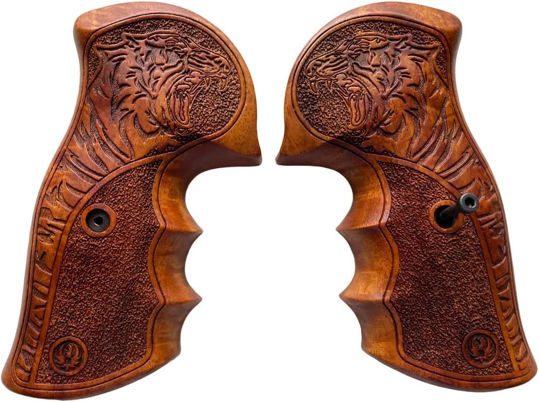 New! Grips Compatible with Ruger GP 100, Super Redhawk, Tiger Carving Rosewood, Handmade