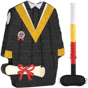 WERNNSAI Graduation Piata - Graduation Gown Piata with Blindfold and Bat Graduation Party Game Decorations for College School Elementary Kindergarten Party Games Supplies (12.5" x 16.5" x 3")