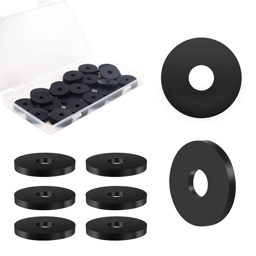Rubber Washers - 60 PCS Flat Rubber Washers for Bolts Spacers, 3/4" OD x 1/4" ID x 1/8 Inch Thickness, Heavy Duty Abrasion Resistant, Black Vibration Damping Pads