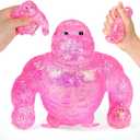 Squishy Fidget Monkey Stress Balls, Monkey Malt Sugar Ball Squishy Toys for Adults, Sensory Stress Relief Toys, Animal Squeeze Stretch Fidget Toys Birthday Gift for Kids (pink and blue)