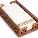 Acacia Wood Napkin Holder for Bathroom - Wooden Guest Towel Holder for Dining Table, Kitchen, Cocktail, Decor, Rustic Farmhouse, Bar, Party, Paper - Modern Disposable Hand Towel Holders, 9.5" X 5.5"