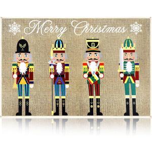 Minatee Nutcracker Doormat Happy Holidays Doormat Washable Non Slip Floor Rugs Christmas Soldier Floor Mat for Front Porch Door Bathroom 24 x 16 Inches (Let It Snow Style)