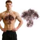 Fake Chest Hair Body Hairs Adding Hair Volume Enhancement of Manliness Handmade Full Lace Fake Realistic Chest hair (Style 2)