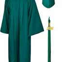 GraduationMall Matte Graduation Gown Cap Tassel Set 2026 for High School and Bachelor (Green)