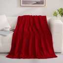 Puncuntex Red Throw Blanket 60"80" inches Fuzzy 3D Jacquard Decorative Flannel Fleece Super Soft Plush Cozy Blanket for Couch Sofa Chair Lightweight