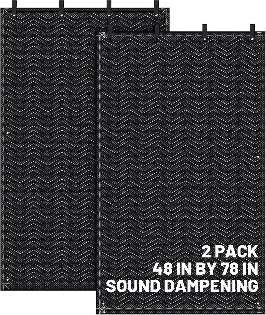 Tudomro 2 Pcs Sound Dampening Blanket Soundproof Blanket Grommeted General Indoor or Outdoor Use(48 x 78 Inches)