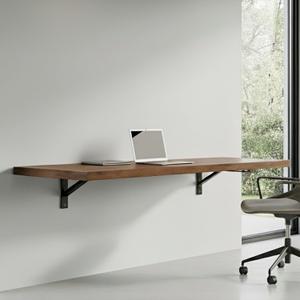 Houseables Wall Mounted Desk, Murphy Desk, Wall Mounted Folding Table, Laundry Folding Table, Fold Down Work Bench, Foldable Mount Station, Floating Bar, Hanging, Dining, Kitchen, Clothes, 48x16 Brown, Small