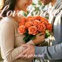 20 Pcs Real Touch Artificial Roses Fake Rose Long Stem Silk Faux Flowers Bridal Bouquet for Wedding Home Decor Romantic Valentine Gifts (Orange)