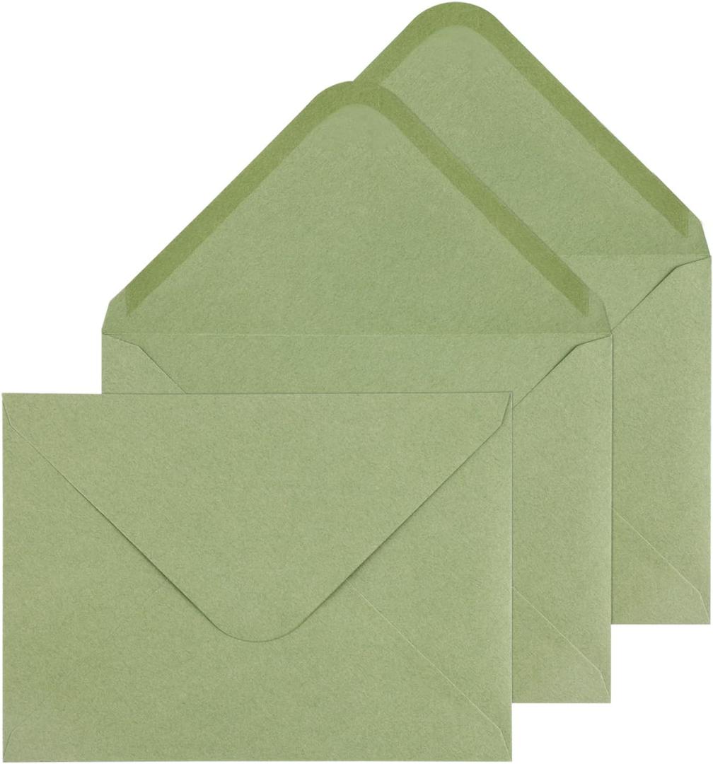 Granhoolm 25 Pack 5x7 Envelopes,A7 Invitation envelopes V Flag 5.25 x 7 .25 for 5x7 Cards,Ideal for Invitations,Weddings,Parties,Greeting Cards,Photos(Sage Green Pearl Paper)