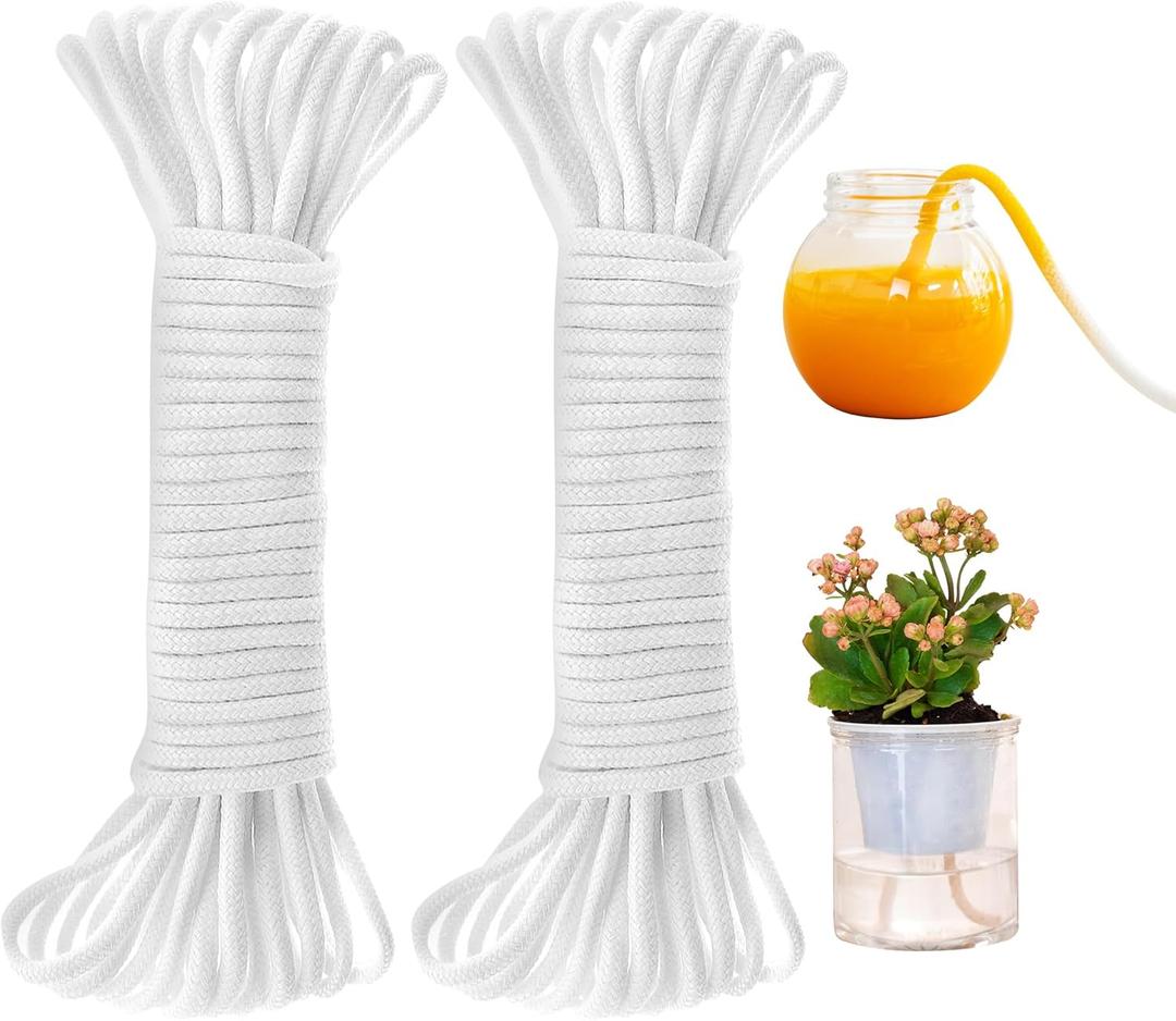 60 feet 1/6 inch Wicking Rope for Plants, Self Watering Wick Cord for Vacation, Plant Water Wicks for Self-Watering Planter Pot DIY Automatic Watering Device System