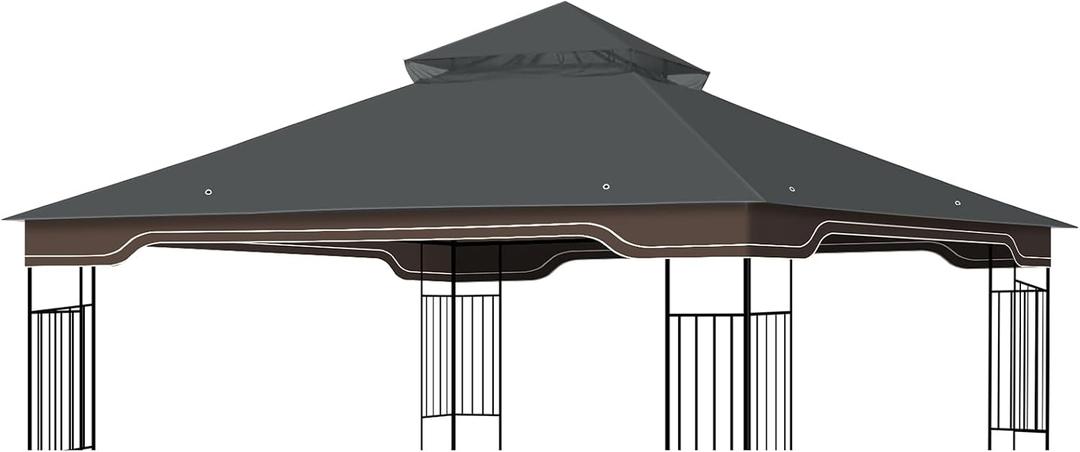 Replacement Gazebo Canopy, 10 x 12 FT Durable Outdoor Roof Cover Fits Regency II Patio Gazebo L-GZ798PST, A101004104, A101004105 (Dark Gray)