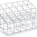 MOSIKER Lipstick Organizer,Small Clear Plastic Compact Lip Gloss Chapstick Perfume Sample Mascara Holder with 24 Slots