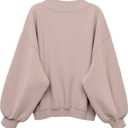 Hilinker Womens V Neck Oversized Sweatshirts Cute Pullover Drop Shoulder Long Sleeve Tops Fall Winter Taupe Small (S)