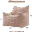 EBENCHICO Giant Bean Bag Chair Sofa for Adults Teens, Comfy Corduroy Large Bean Bag Chairs with Armrests for Bedroom Living Room, Adult BeanBag Lazy Sofa Couch Chairs with Filler Included