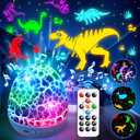 PIKOY Dinosaur Toys for Kids 3-8 Night Light Projector Dinosaur Eggs Boys Christmas Gifts | 15 Sounds & 3D Films | 31Colors & Remote Control | Toddler Boy Toys, Boys Room Decor, Boy Gifts (milky white)