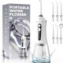 Water Flosser for Teeth Cleaning and Flossing, 5 Modes Rechargeable Cordless Oral Irrigator 320ml Water Tank Teeth Cleaner, IPX7 Waterproof Portable Electric Dentel Flossers for Home and Travel,White