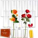 16Pcs Glass Cylinder Bud Vases for Centerpieces,7.7 In Tall Clear Flower Vases in Bulk,Glass Small Vases Floating Candle Holder for Party,Home Decor,Wedding Decoration,Birthday,Anniversary,Baby Shower