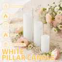 12-Pack White Pillar Candles (2''X3,4,6) & 12-Pack Glass Cylinder Vases(2.6''X5,6,8),Hurricane Candles,Wedding Centerpiece Decor Set-Mixed Heights for Table, Proposal, Event.
