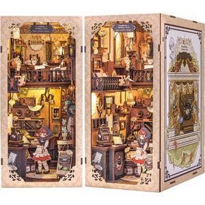 Fsolis Book Nook Kit, DIY Miniature Dollhouse Kit for Adults Bookshelf Decor Birthday for Women Teens Craft Lovers (Grandpa's Antiques Store)