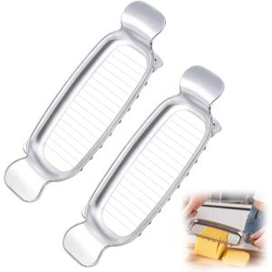 Butter Slicer Cutter & Cheese Cutter–Multi-Use Kitchen Tool for Evenly Slicing Butter Blocks, Cheeses, Eggs & Soft Fruits–Non-Stick，Compact & Portable for Home, BBQ, Camping（2 PACK)
